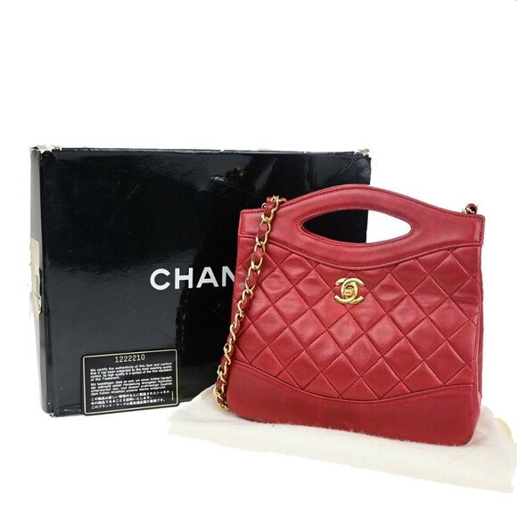 CHANEL CC Matelasse 2Way Chain Shoulder Hand Bag Leather RD GHW Vintage 642RK694 - Picture 1 of 16